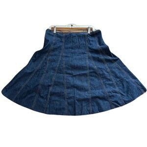 GAP A-Line Denim Skirt Flowy cotton Classic Dark Blue Y2K Sz12